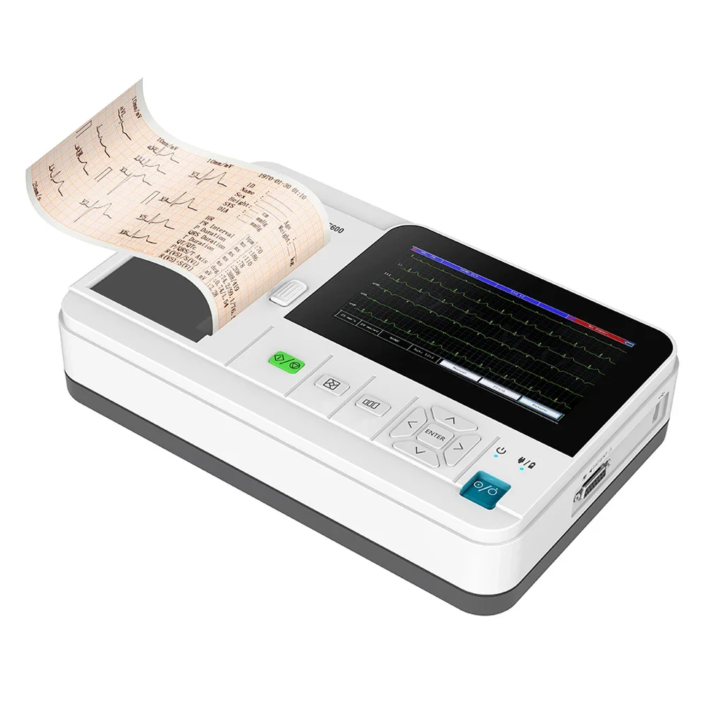 SE600 6 Channel 12 Lead ECG Machine Touch Screen Digital Electrokardiograph Cardiology EKG Monitor Software Printer