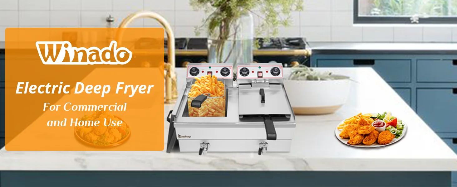 Description Picture 4 of item12.5QT Electric Deep Fryer with Time Control & Oil Filtration, 11.8L Countertop Stainless Steel w/Temperature Control & B