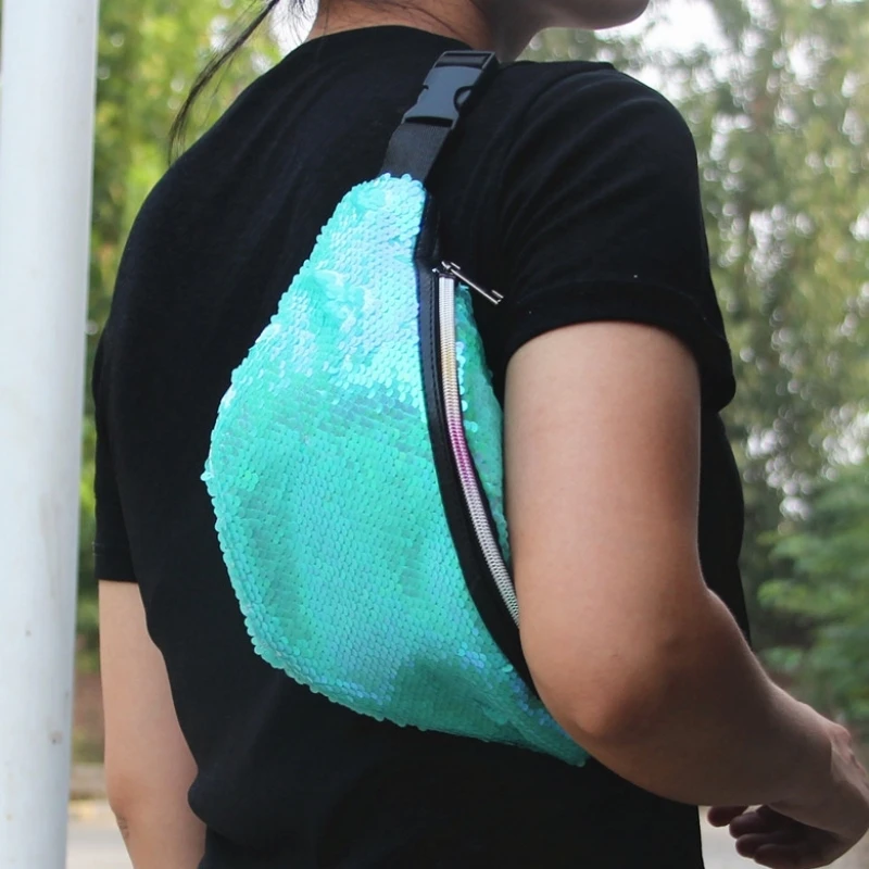 Sequins Waist Bag Women Crossbody Bags Ladies Fanny Pack for Women Luxury Handbag Bum Belt Chest Bag Female Waist Packs 2