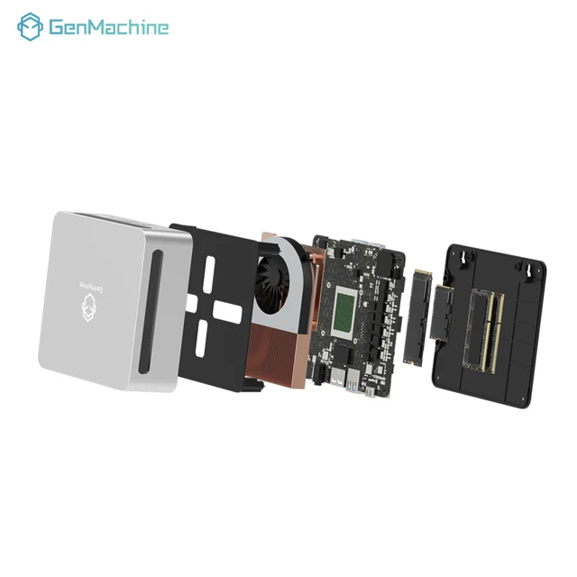 GenMachine Ryzen 5 6600H bricolage ordinateur de jeu Mini PC 3.3GHz-4.5GHz TDP 45W Windows 11 LPDDR5 16G 6400Mhz WIFI6 ordinateur de jeu 5