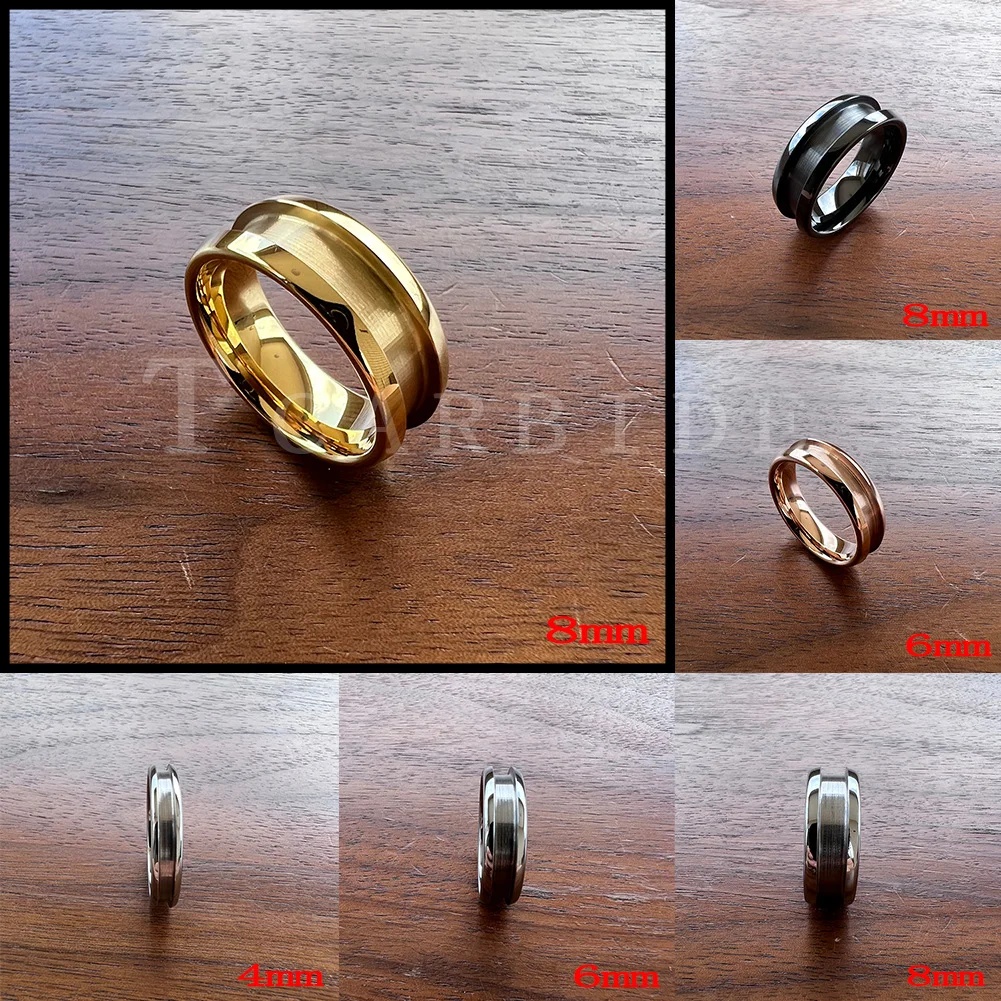4mm 6mm 8mm Tungsten Empty Ring Inlay Style Blanks 2.0/3.0/4.0 Grooves Domed Polished Finish cubic zircon ring moissanite ring couple rings signet ring ring jewelry womens ring finger rings wedding rings silver ring