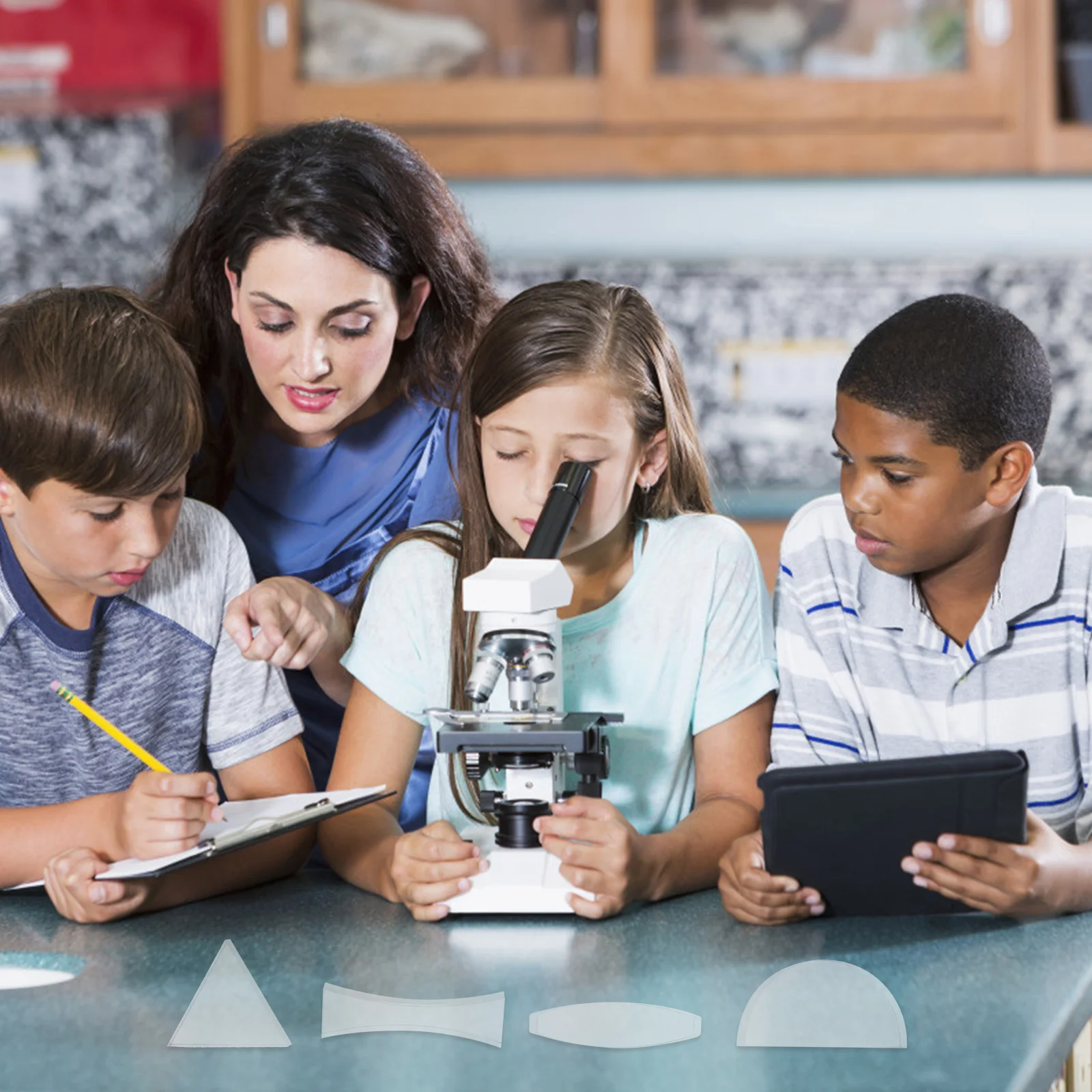 물리학 광학 렌즈, 아크릴 오목 볼록 렌즈, 물리학 교육 렌즈, 5 개