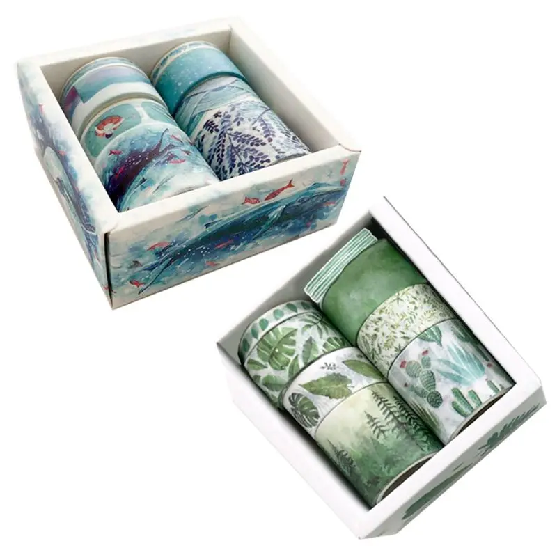 

2024 New Green Leaves Cactus Tape DIY Craft Decorative Stickers for Kids Girls 8Pcs