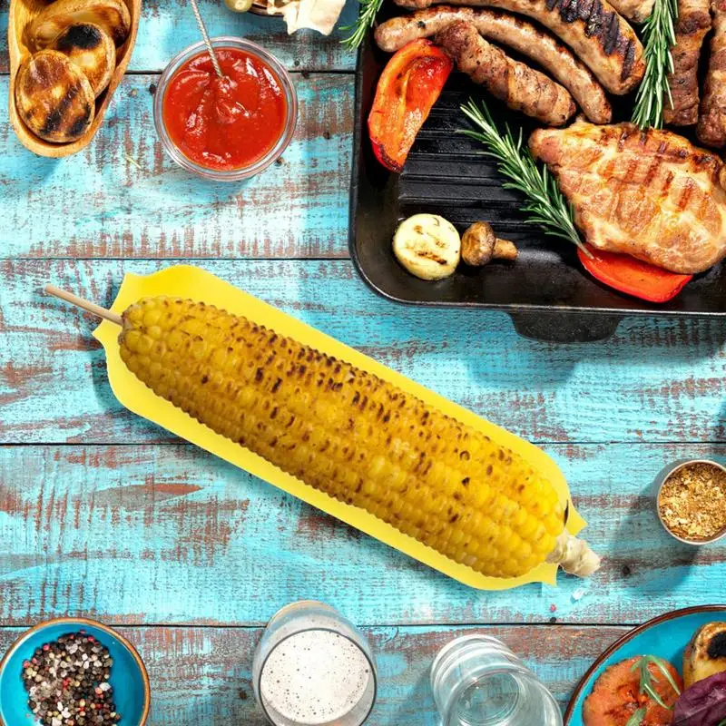 Corn Cob Dishes 10pcs Corn Dishes Skewers Prongs Hot Dog Meat Forks BBQ Dish Plate Dessert Fruit Tray Kitchen BBQ Gadgets