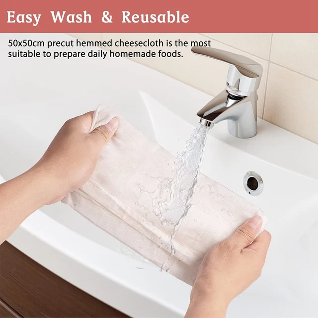 Muslin Ruhák 50X50 Cm -Es Főzésű Sajtkendőhöz A Fehérítetlen, Tiszta Pamut Sajtszövet Szűkítésére 3 Db - Image 4