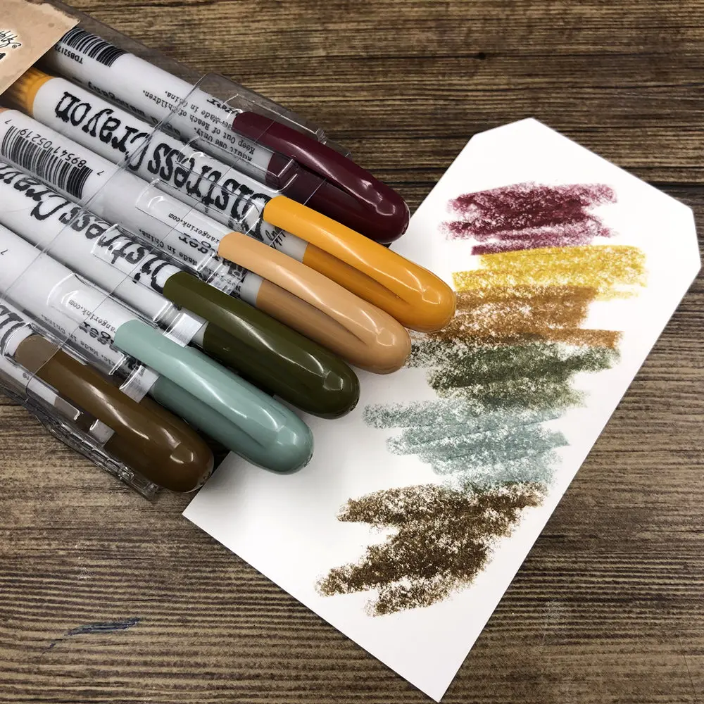 Tim Holtz Distress Crayons old color water soluble pastel set hand account color smudge 6 colors 3 color set 2
