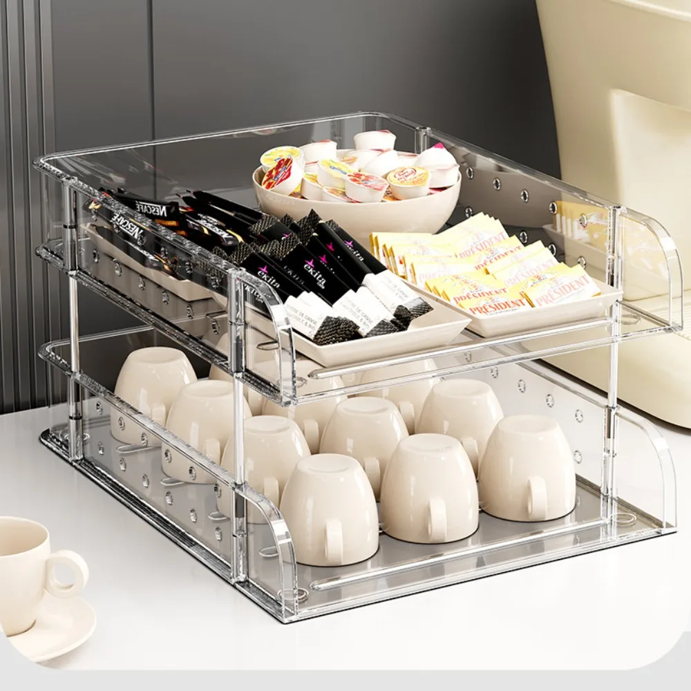 Stackable Desk Organizer Box Household Tray A4 File Organizer Transparent Multifunctional Desktop File for Students