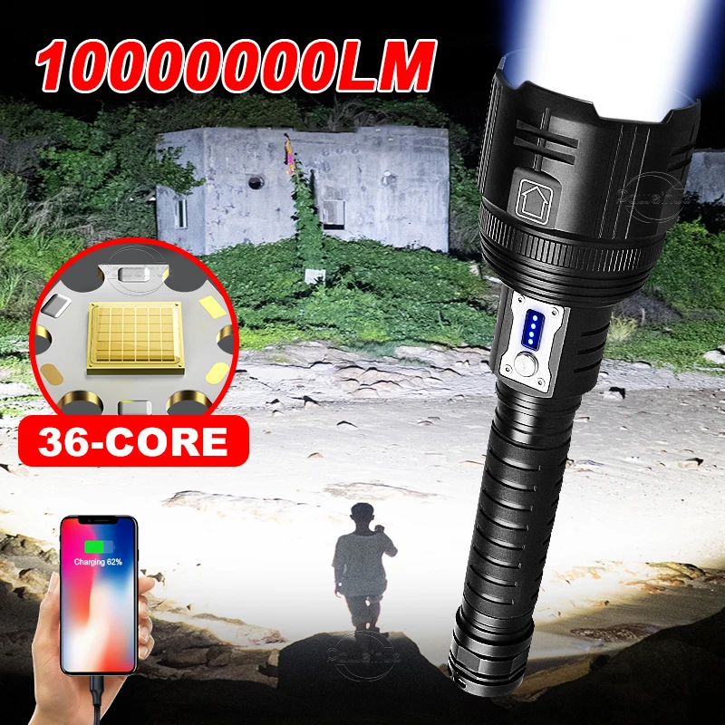 Xhp360 High Power Led Flashlights Rechargeable Torch Light Powerful