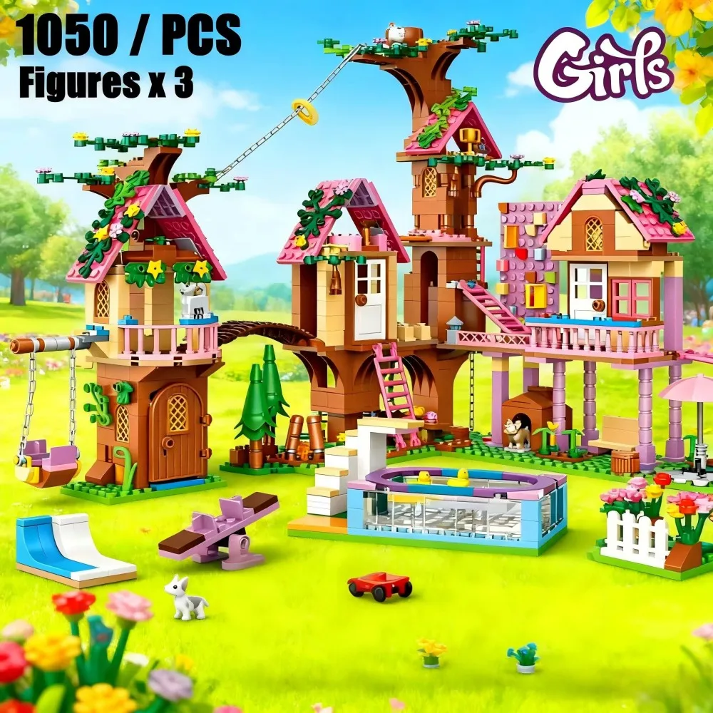 Secret Garden Treehoue Block Set - DIY Fairy Catle With Hidden Room & Swing, Imaginative Play Gift For Girl And_voghion.com