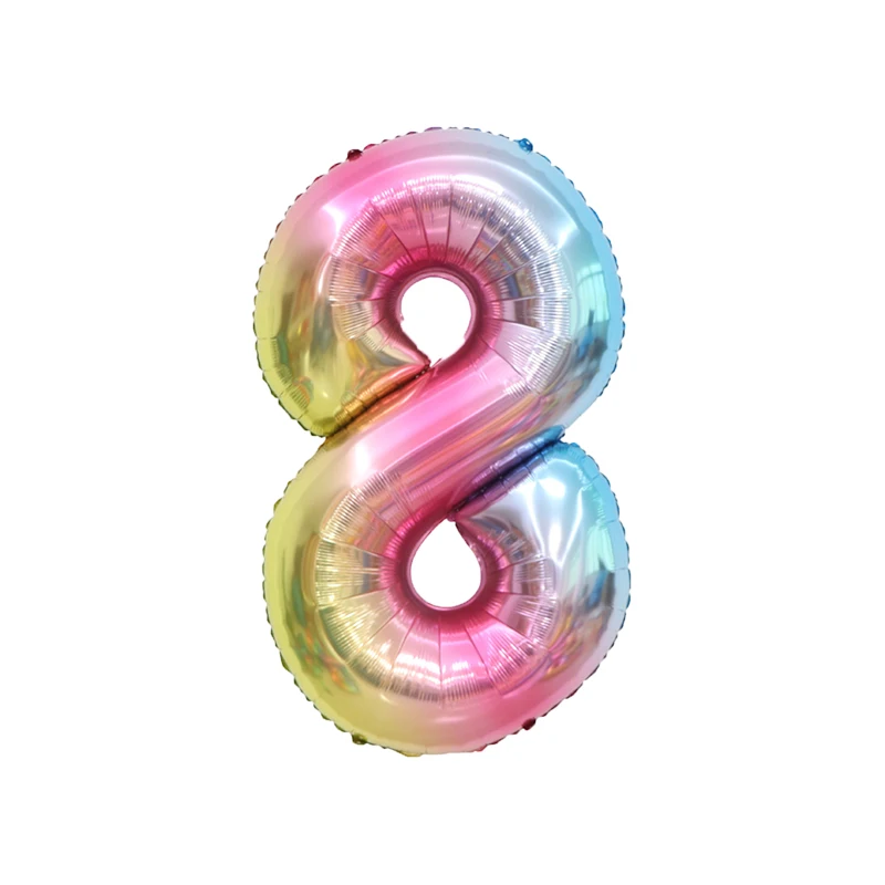 32 Zoll Regenbogen Nummer 1-9 Farbverlauf Nummer Einhorn Thema Babyparty Mädchen Geburtstag Party Dekoration Luftballons Zubehör – Detail 9