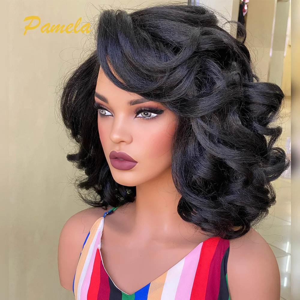Loose Deep Wave And Kinky Straight Glueless Human Hair Wigs Ready To Wear 250% Density 9x6 Lace Closure Human Hair Wigs