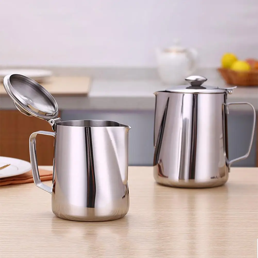 

Coffee Frothing Pitcher with Lid Multi-functional Stainless Steel Latte Art Milk Frother Cup Barista Tool