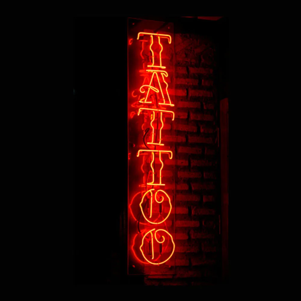 TATTOO Logo Neon Sign Light Custom Handmade Real Glass Tube Store Advertise Wall Decoration Display Lamp 8"X 24"