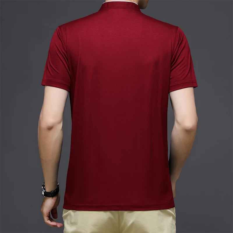 2025, neue Herren-Poloshirt, lässig, modisch, einfarbig, kurzärmelig, Stehkragen, vielseitig, bequem – Detail 18