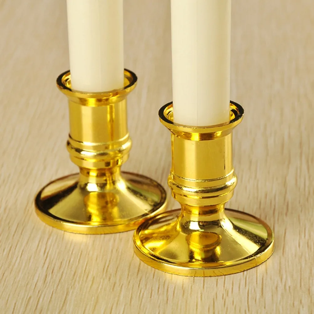 2pcs Candle Holder Candle Base Plastic Candlestick Silver Gold Conical Various Festivals Fireplace Holder For Electronic Candles candle holders