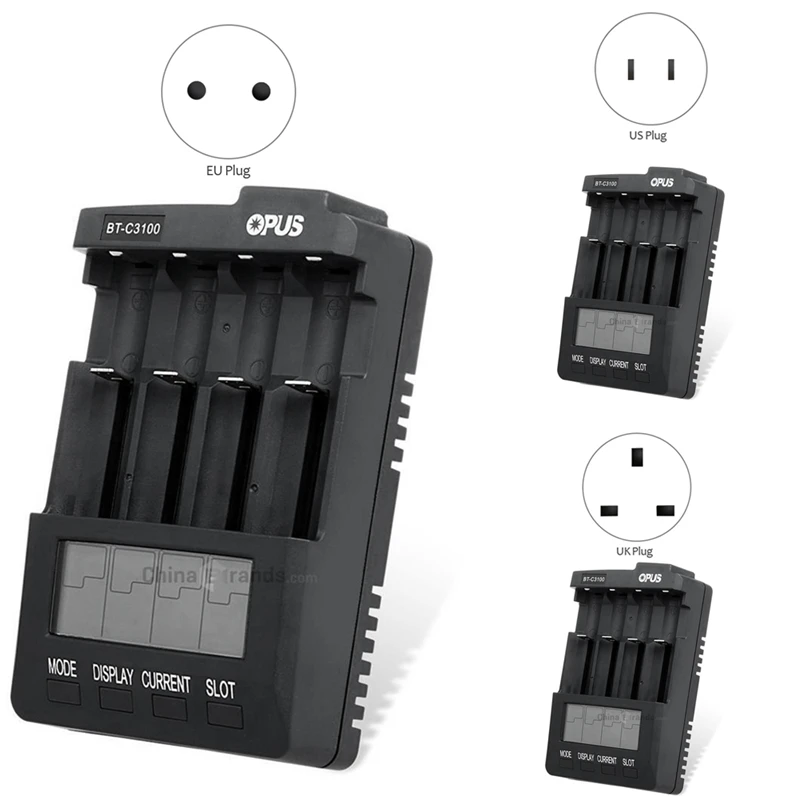 

4-Slot LCD V2.2 OPUS Digital Smart Battery Charger For Nicd Nimh AA AAA Lithium Ion Batteries 16340 18650