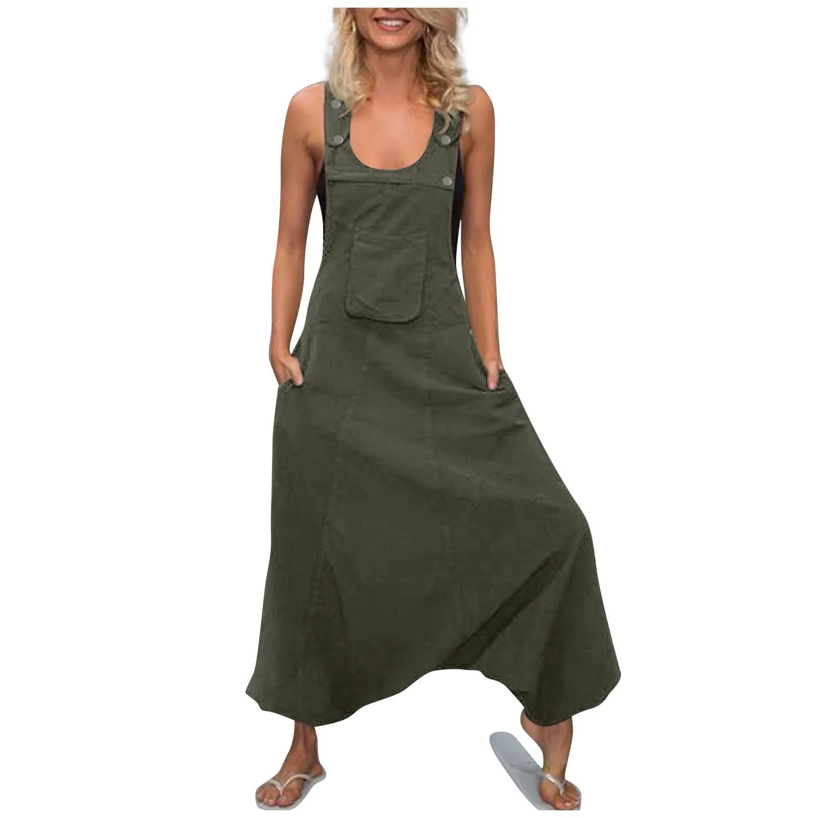 

Women's 's Plus Size Jumpsuits Yoga Loose Wide Leg Pants Solid Color Suspenders Body Clothing Romper enterizos para mujeres