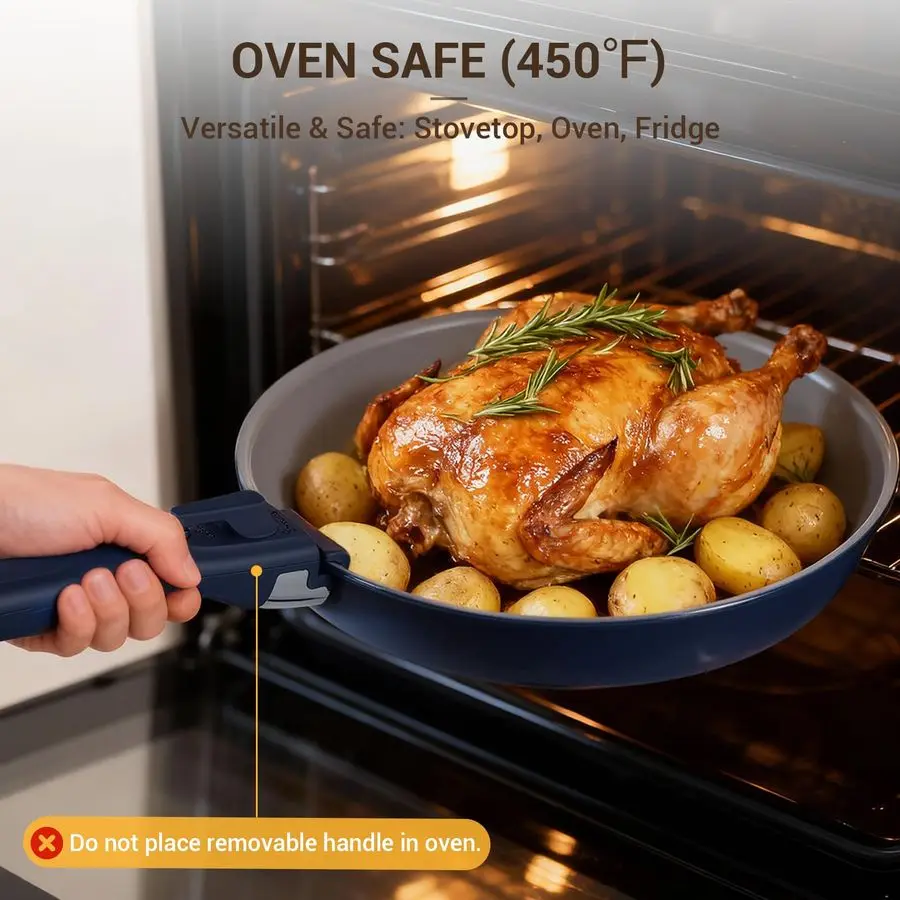 18Piece Ceramic Pots and Pans Set Non Stick, Non Toxic Cookware Set with Removable Handles, Pot Sets for Cooking, Induction Read