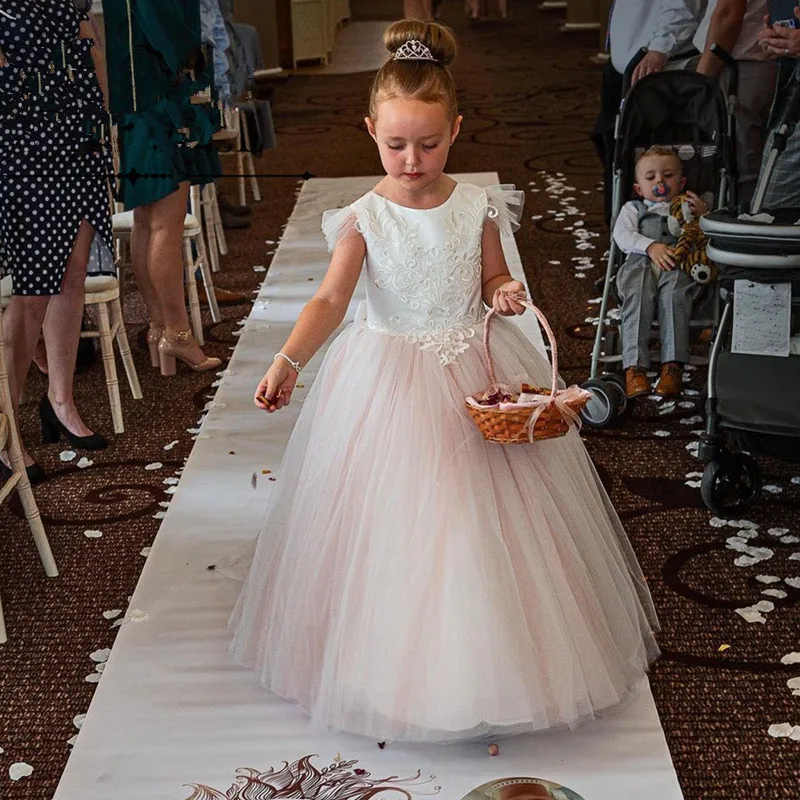 

Кружевные Платья с цветочным рисунком для девочек, тюлевые платья, без рукавов, для гостей свадьбы, для детей 7 лет, ТРАПЕЦИЕВИДНОЕ платье в пол