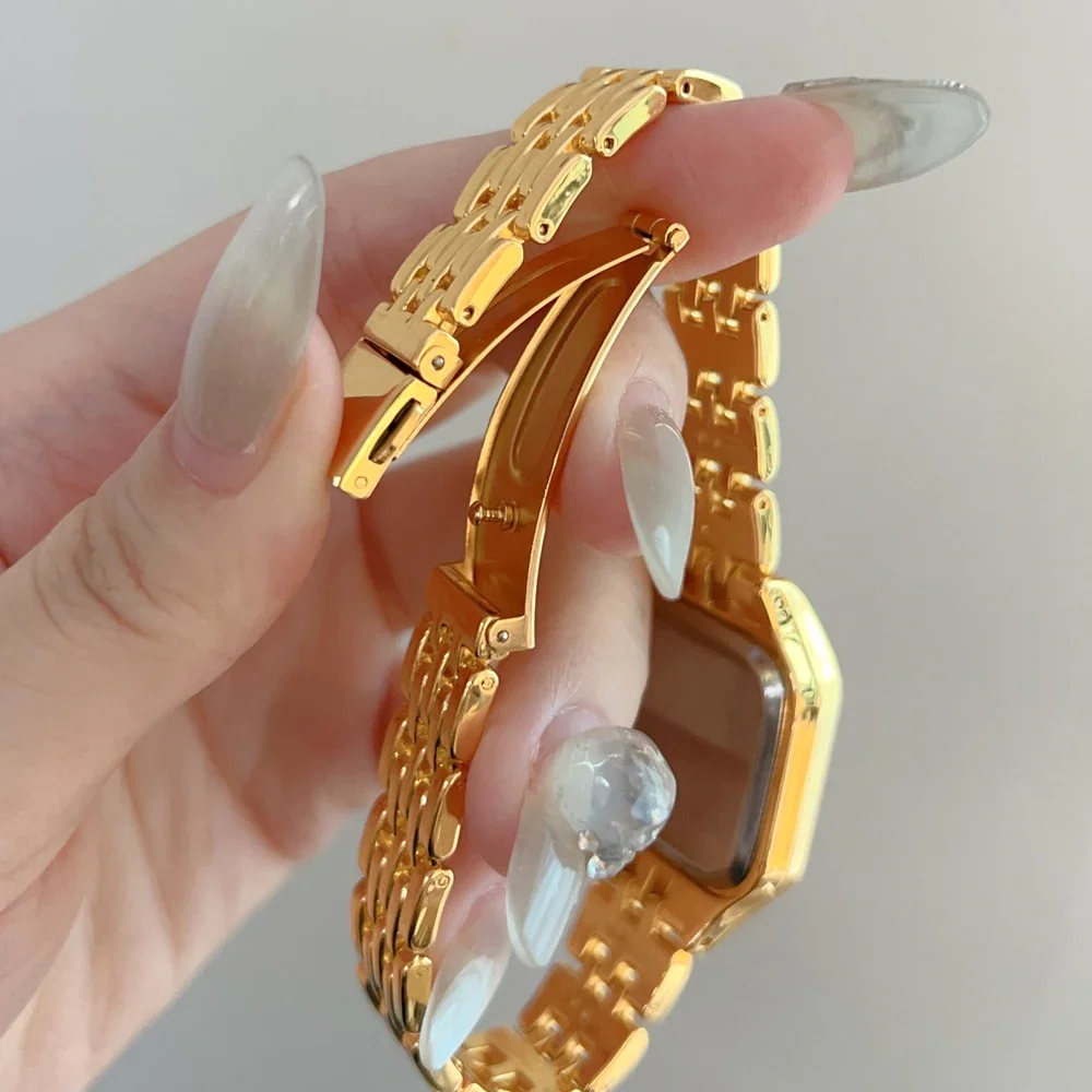Luxury Fashion Square Women's Stainless Steel Watches Brand Ladies Quartz Wristwatch Classic Silver Simple Femme Steel Band 6