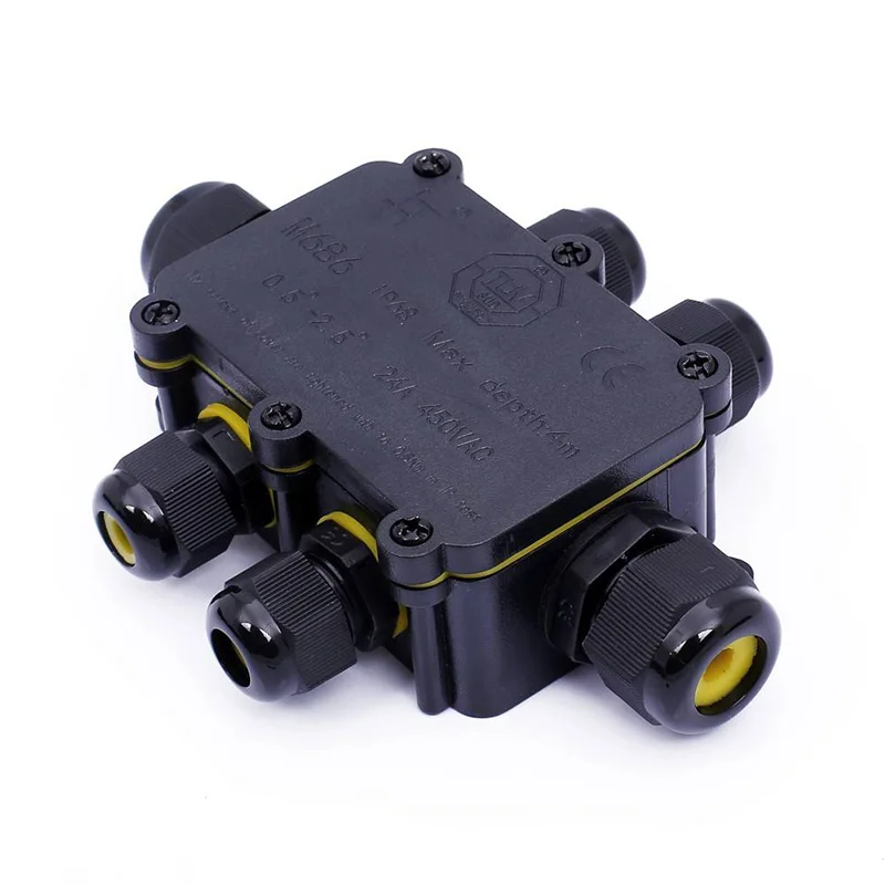 

Junction Box Outdoor Waterproof IP68 6-Way Plug Line Coaxial Cable Connector External Power Cord Junction Box
