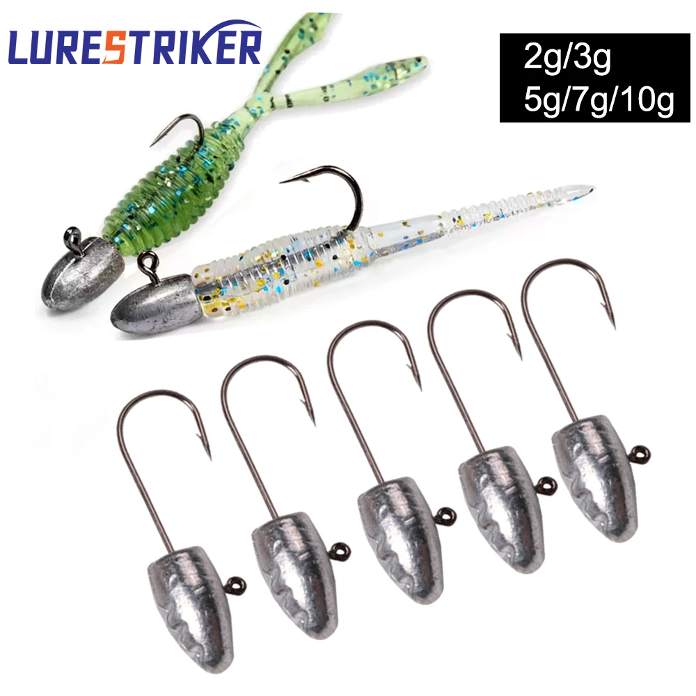 Lurestiker 2g 3g 5g 7g 10g 5 stücke angeln locken jig blei kopf micro-objekt haken für mini weichen wurm köder, drop-shot wurzel fisch angelgerät