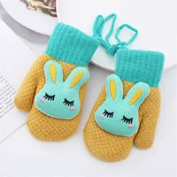 Thicken Mittens for Children Kids Mittens Winter Cute Knitted Gloves Toddler Warm Rope 0-3Years Boy Girl Baby Hand Gloves 2