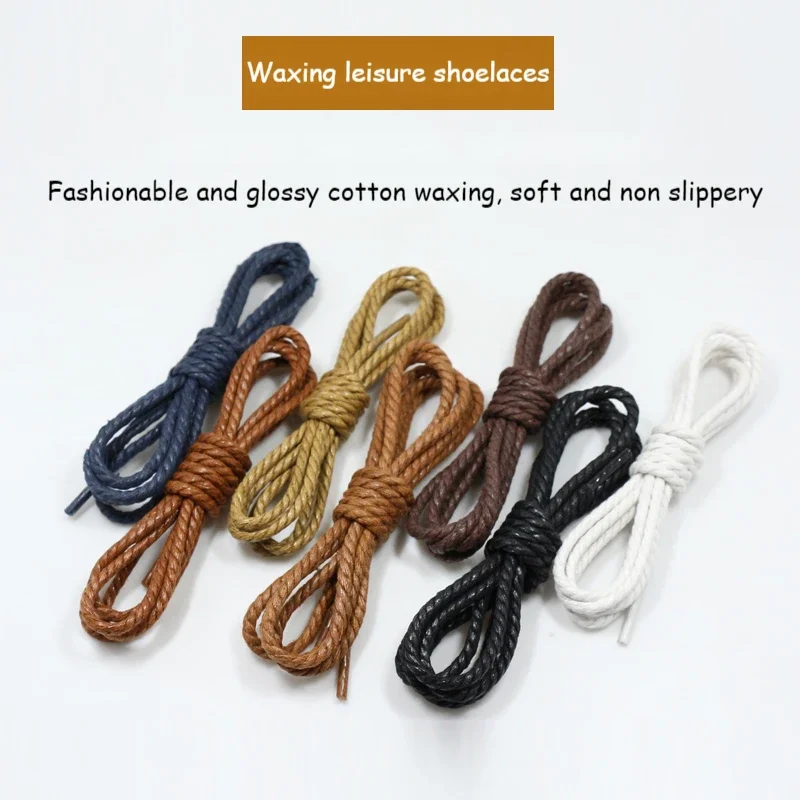 Elegant Round Waxed Shoelaces for Leather Boots and Shoes
