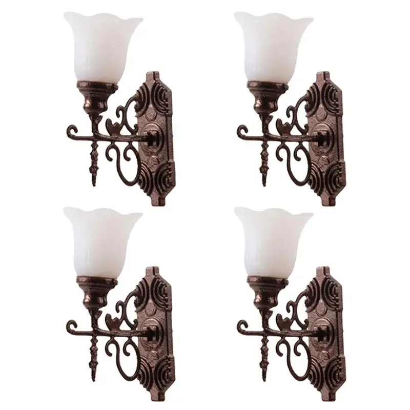 

4pcs Miniature Sand Table Wall Lamp Models Landscape Ornament Sandtable Decor