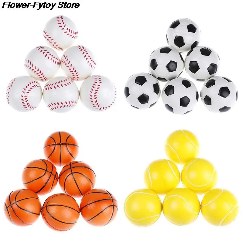 

2021 6PCS Hand Basketball baseball Football Tennis Exercise Soft Elastic Squuze Stress Reliever Ball Kid Small Ball Toy