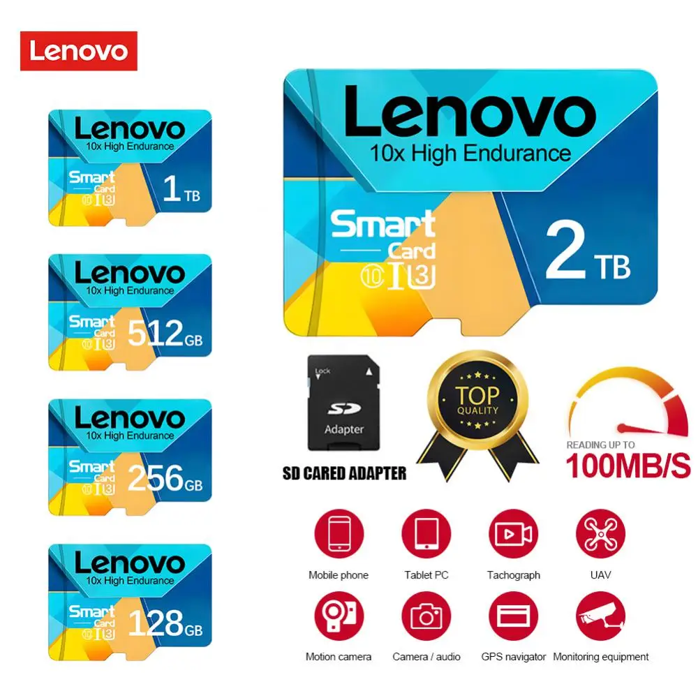 Lenovo-A2 Class10 Mini Cartão de Memória SD, 2TB, 1TB, 2TB, 512GB, 256GB, TF Flash Card, 128GB para Nintendo Switch Phone, Monitor do dispositivo do carro