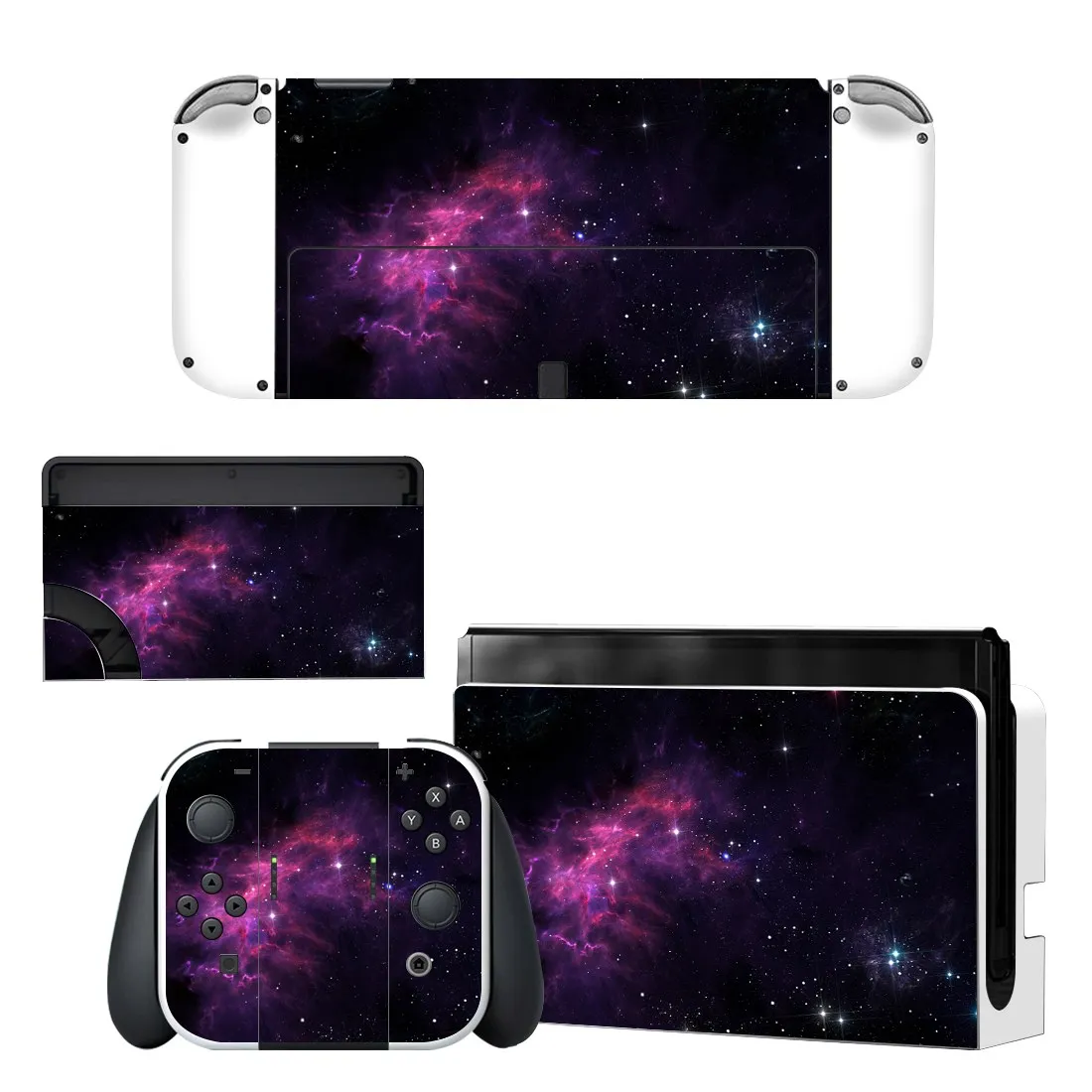 Full Body Protective Cover Skin Decal Compatible Nintendo Switch Oled Game Console Controller Decor 1set Starry Colorful Sticker 
