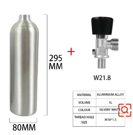 Fish Tank CO2 Cylinder 0.6L 1L CO2 Explosion-proof Oxygen Filled Generator Aquarium Aluminum alloy High-pressure Cylinder