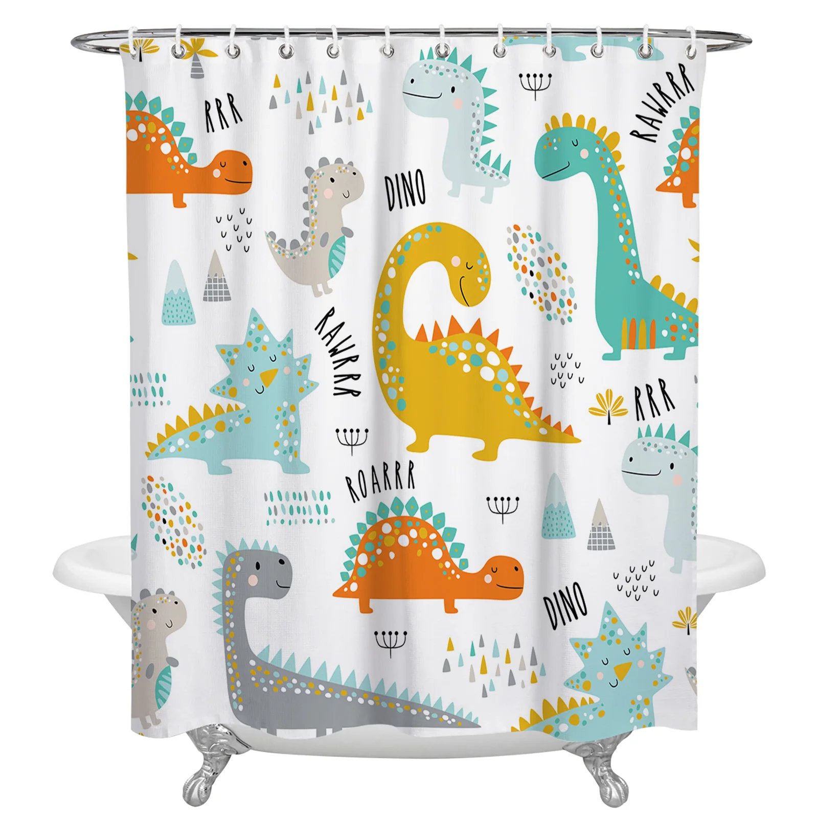 

Cartoon Dinosaur Waterproof Shower Curtain Bathroom Fabric Polyester Shower Curtains Bath Decor Curtain