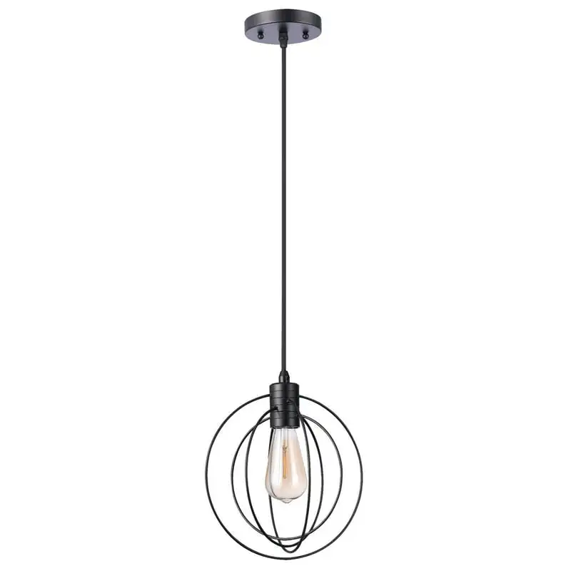 

1 Light Fixture Matte Black Round Pendant Light, 72 inches Nordic home decor Ceiling chandelier Wind chimes Plug in ceiling ligh