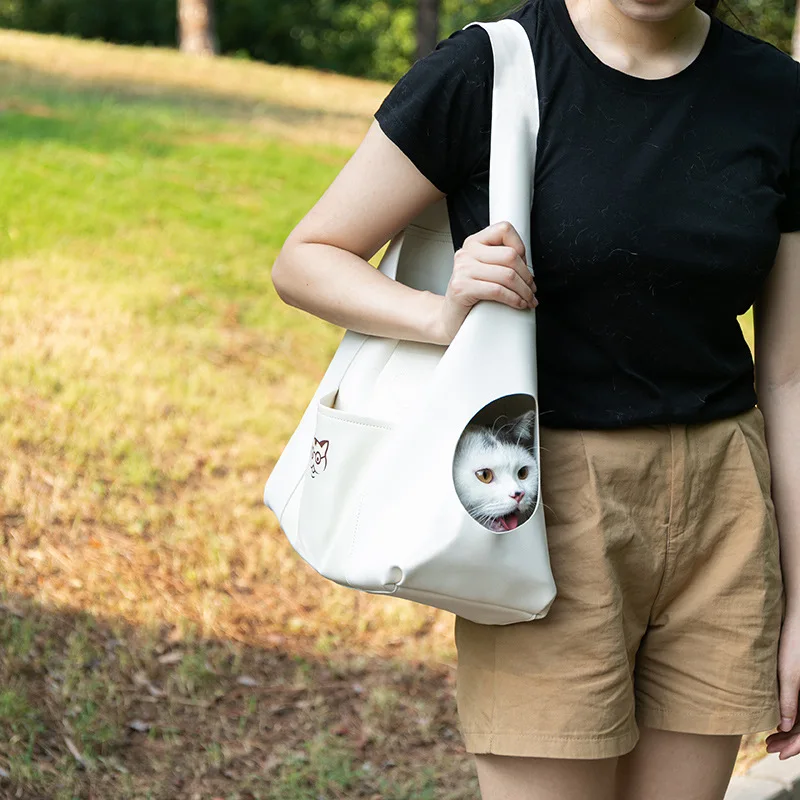 Cat Out Travel Pet Backpack Bag, One Shoulder Crossbody Cat Carrier for Outdoor Adventure