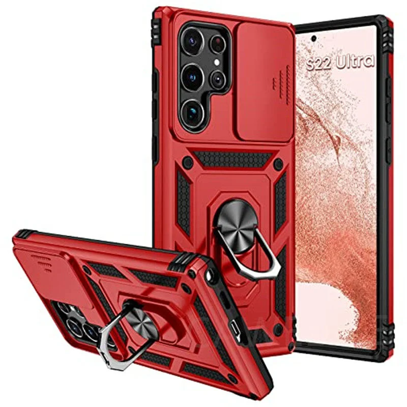 Trượt Ống Kính Máy Ảnh Bảo Vệ Ốp Lưng Dành Cho Samsung Galaxy Samsung Galaxy S22 S21 S20 FE Cực A12 A52 A72 A32 A13 A53 S10 plus Chống Sốc Armor kawaii phone cases samsung Cases For Samsung