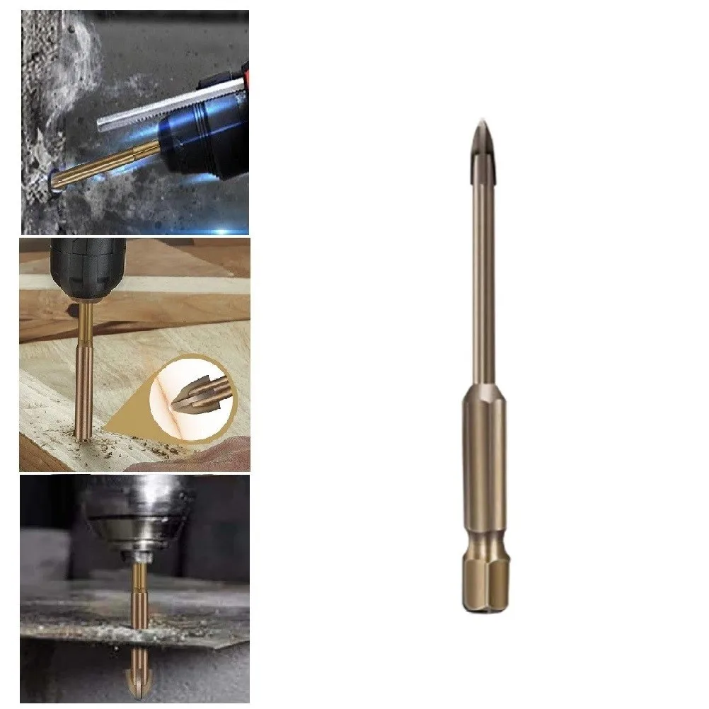 Durable Triangle Drill Tile Bits 1 Pcs Cross Alloy Drill Bit Cross Hex Hole Opener Multifunctional Drilling Tool 18mm hss durable hole saw cutter drill bits for pistol bench magnetic air gun drills