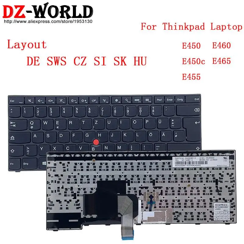 Alemão ch Sws Swiss si cb sk cz Checo hu Húngaro Qwertz Teclado para Lenovo Thinkpad E450 E460 E450c E455 E465 Portátil de gr