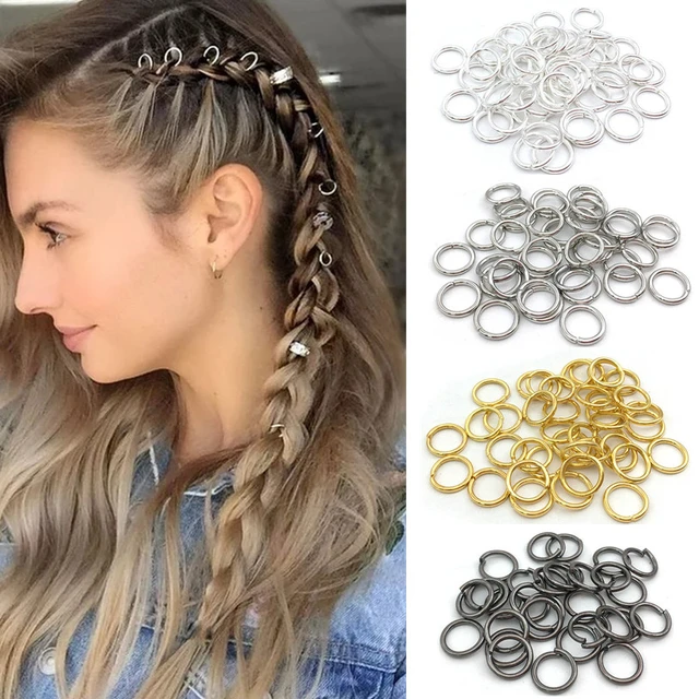 10-200Pcs Opening Hair Ring Braid Bead Dreadlock Metal/Gold/Silver Clip  Braid for African Braided Braids Decorative Accessories _ - AliExpress  Mobile