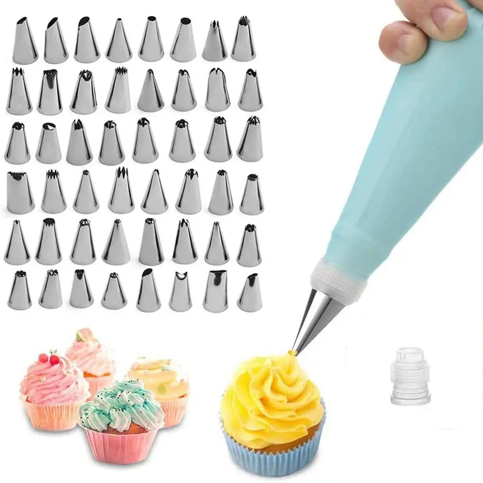 50/15/14pcs DIY Cake Decorating Tips Set Kitchen Bakery Cream Nozzles Reusable Cake Icing Piping Bag Tools Accessories cake decorating tip set,cake icing nozzles,baking nozzle set,cake decorating nozzle set