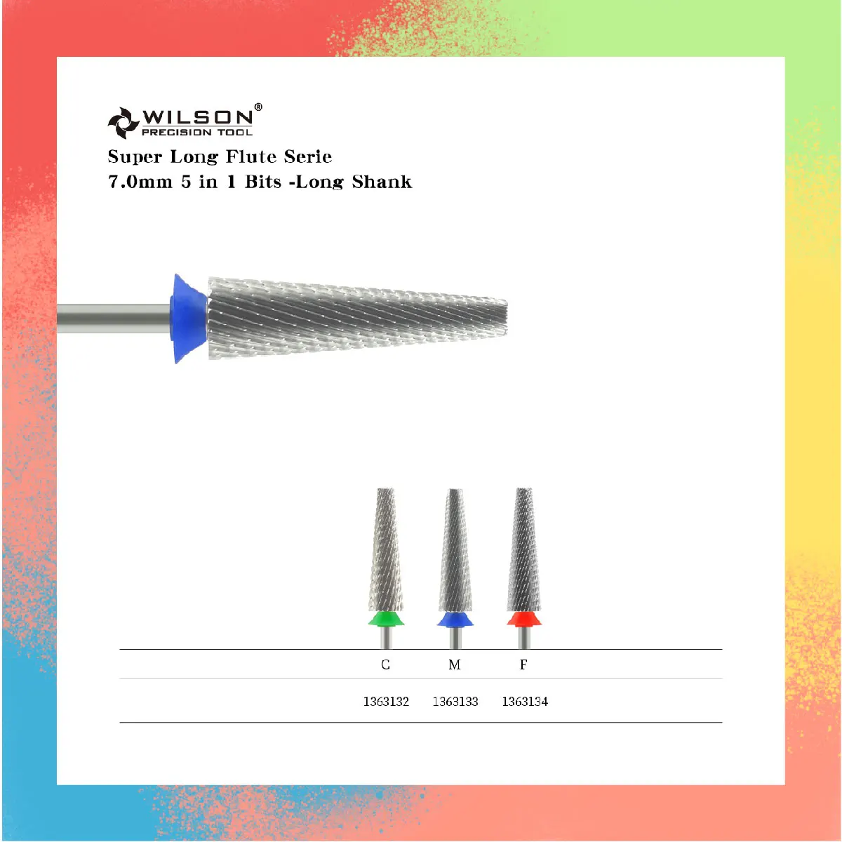 

WILSON Super Long Flute Serie7.0mm 5 in 1 Bits -Long Shank-Nail drill bits Remove gel carbide Manicure tool accessories Hot sale