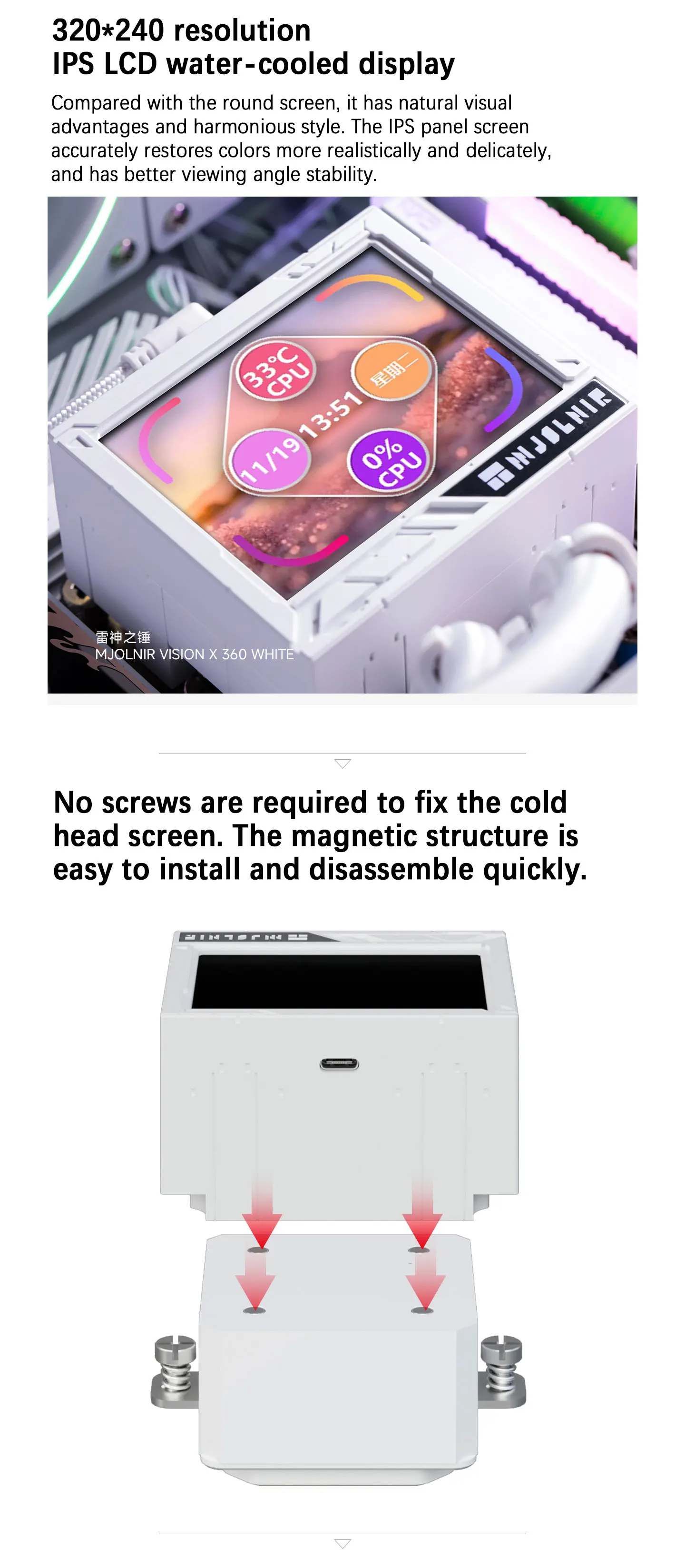 All-in-one water cold radiator 3.5” IPS LCD Supports LGA1851/1700 AMD AM4/AM5