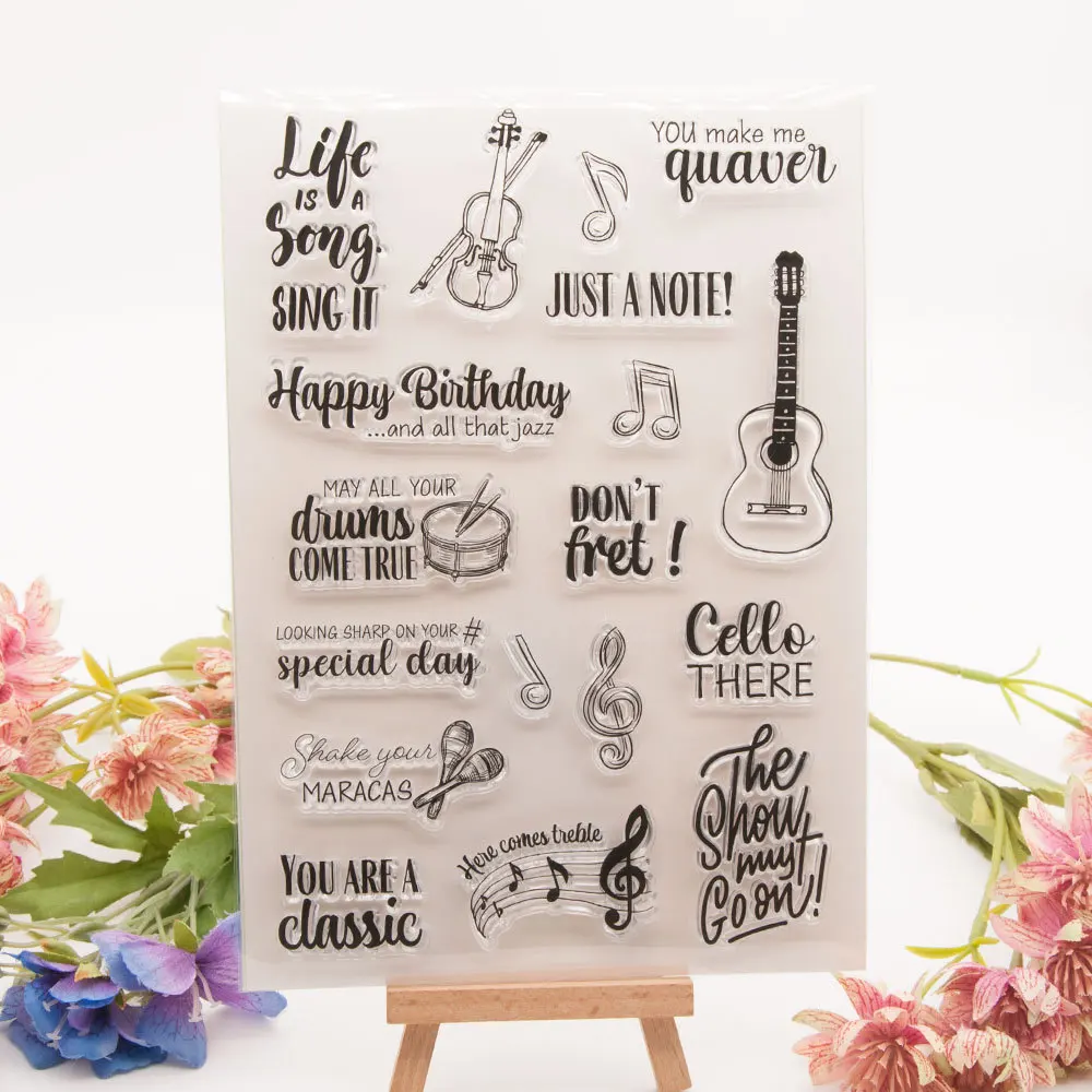 

Violin Guitar Transparent Clear Silicone Stamp for Seal DIY Scrapbooking Photo Album Decorative Clear Stamp Sheets