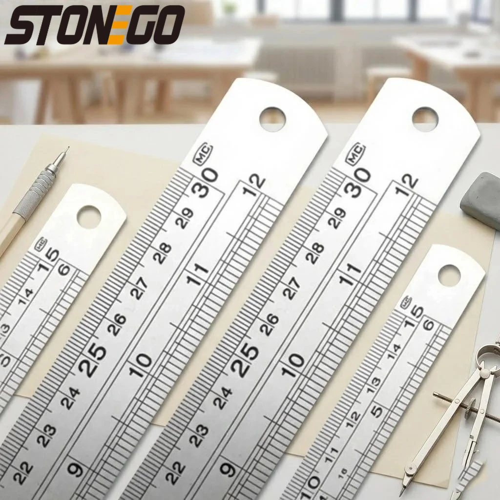 스테인레스 스틸 자 세트 6 8 12 16 20 인치 금속 자 고정밀 양면 엔지니어링..