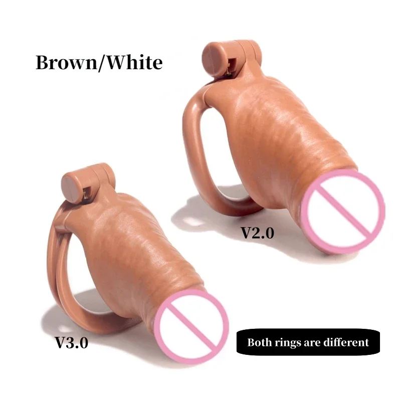 New Analogue Penis Male Chastity Cage Anti Dislocation Penis Ring Gay Bondage Abstinence Control Cock Cage Adult Erotic Men Toys