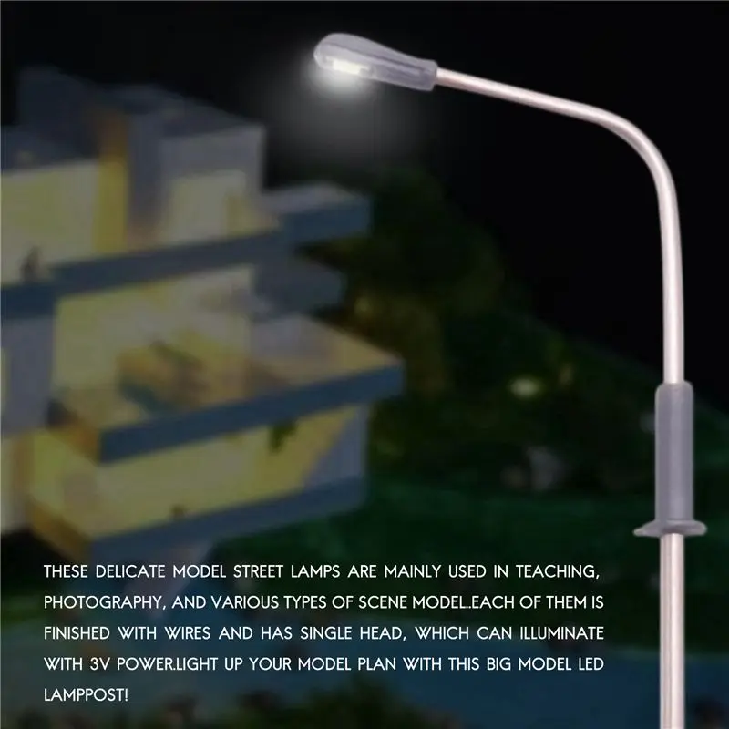 [NEWABKG】 200개 모델 LED 가로등 조명 싱글 헤드 기차 레이아웃 풍경 1:100