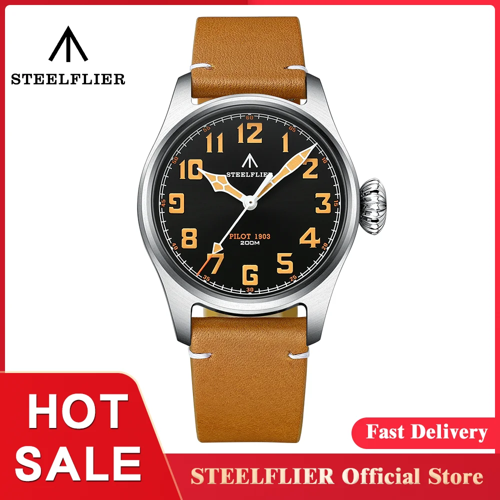 STEELFLIER Official SF740V New Quartz Pilot Series Swiss C3 Luminous 200M Waterproof VH31 Movement Men's Fashion Business Watch official peakmeter pm8233 series d