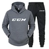 CCM Man Sets Hat Running Hoodie Sweatpants Men's Set 2PK Autumn Winter clothing Casual Woolen Hoodie suit Sportswear men sets 3