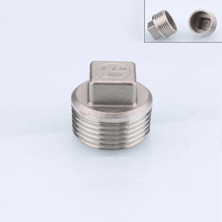 Pipe Fitting Water Pipe Fitting Hose Pipe Fitting Pipe Plug 304 Stainless Steel Square Head Plug 1/8" 1/4" 3/8" 1/2 3/4 1"-2" Female/Male Thread Hexagon Plug / Cap